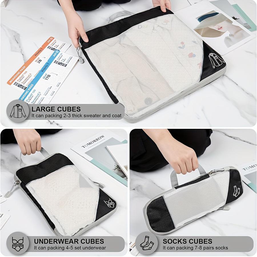 Diamond Grid Compression Travel Organizer 5-Piece Set: Suitcase and Clothing Storage Bags