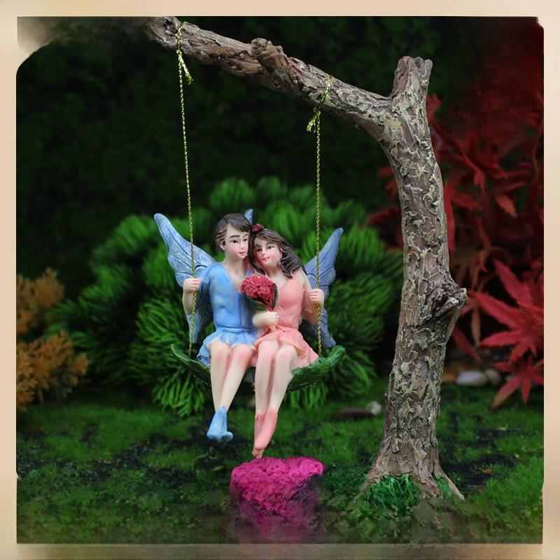 Resin Fairy Princess And Prince Swing Decor With Charm For Holiday Gifts