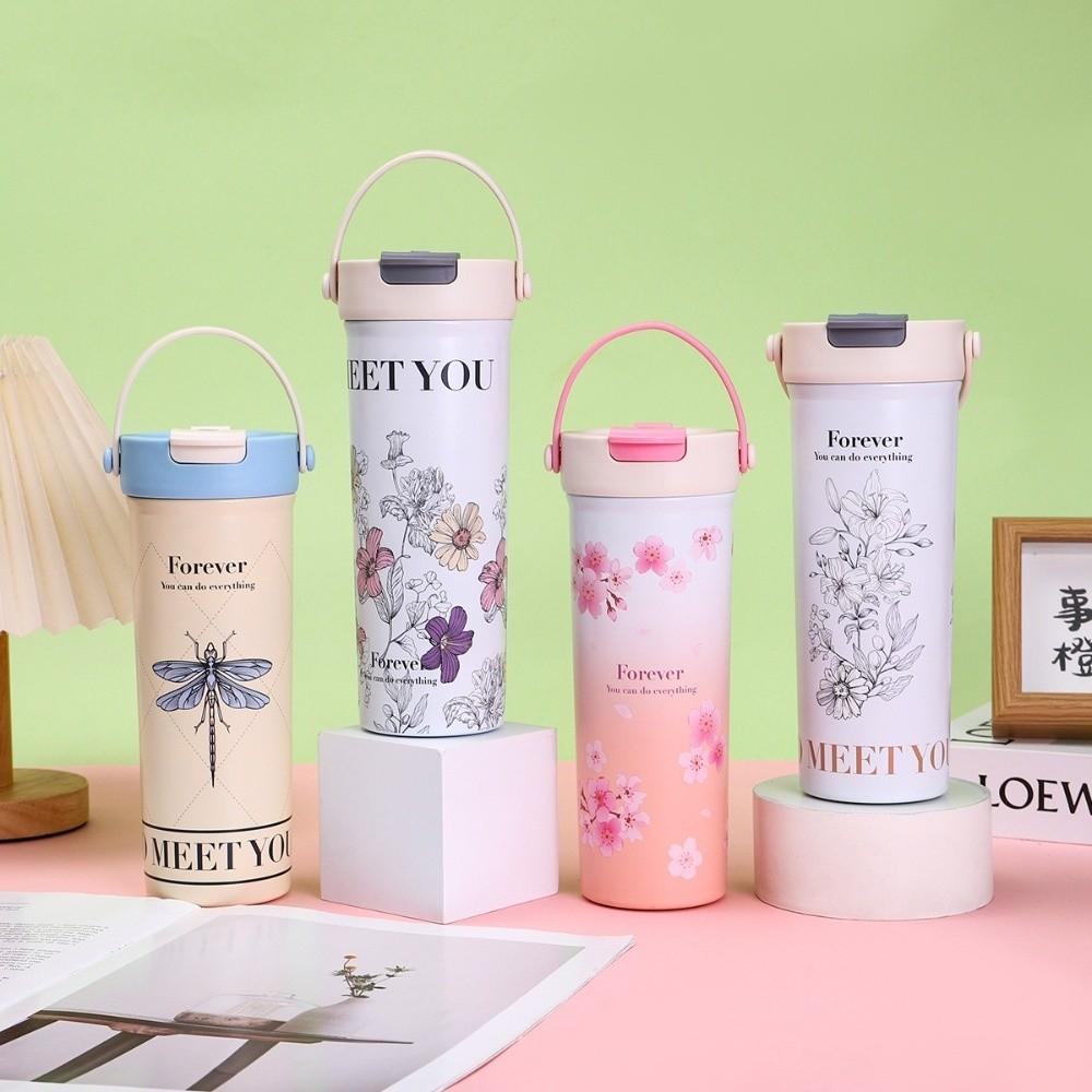 Leak-proof Cartoon Insulated Cup 316 Stainless Steel Coffee Mug Portable Straw Cup