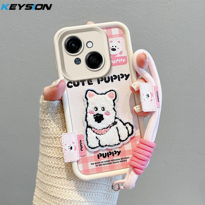 

KEYSION Мультяшный Милый Плюшевый Вышитый Чехол для TECNO Spark Go 1 1S Go 2025 со Шнурком PU Кожа Противоударный Чехол для Телефона для Pop 9 4G for Spark Go 1