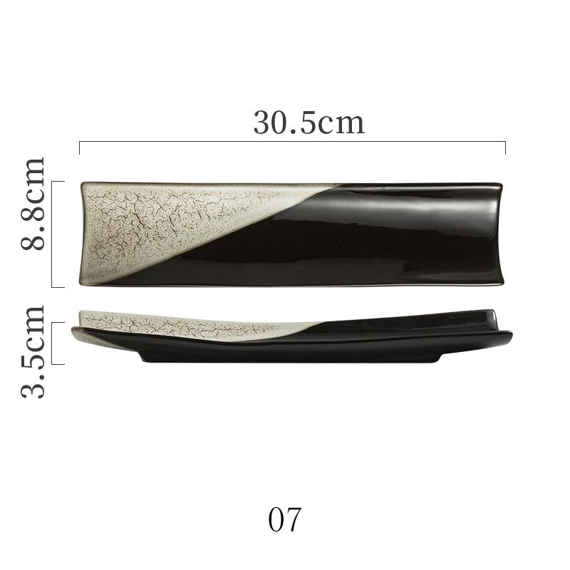 Japanese Style Ceramic Dishes Tableware Long Plate Shaped Sushi Snack Plate Barbecue Plate Sashimi Fish Plate Restaurant Plates