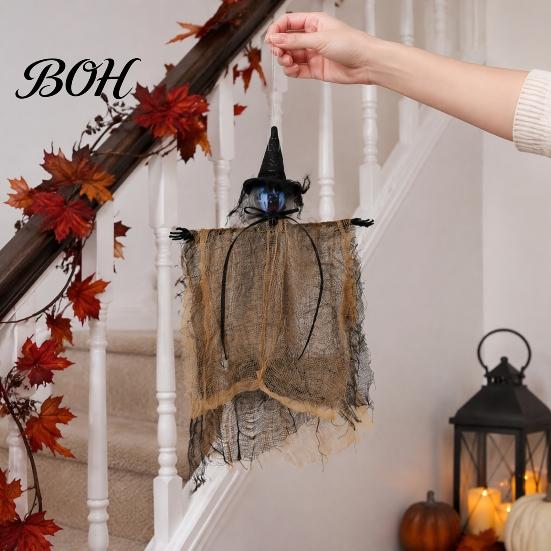 Witch Ghost Face Figures Spooky Hanging Halloween Decoration, Scary Ornament Scene Layout Supplies for Haunted House, Indoor Outdoor Tree Yard Garden