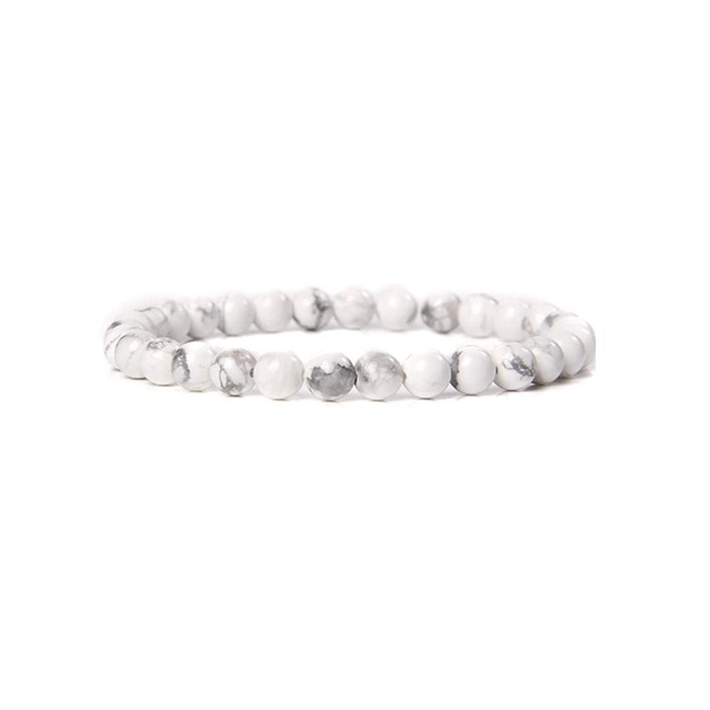 6mm Stone Bead Bracelet for Men and Women, Healing Crystal Stone Round Bead Bracelet Set, Elastic Energy Bracelet