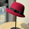 French High End Curled Woolen Mother's Hat for Women Retro Bow Fisherman Hat Autumn and Winter Rich Style Hat