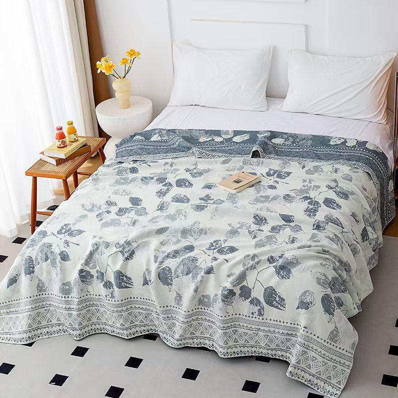 Customizable Pure Cotton 4-Layer Gauze Jacquard Blanket - Perfect New Year Gift