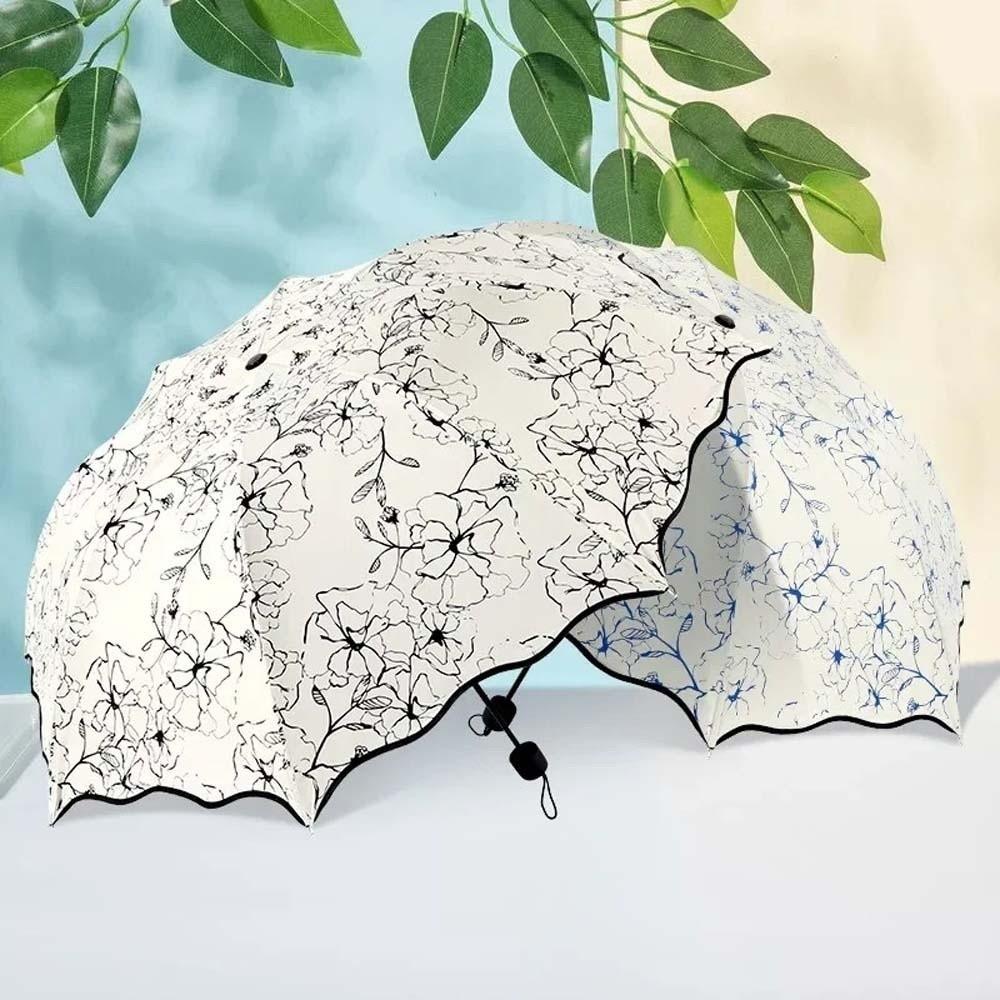 Flower Shaped Design Dual-use Folding Umbrella Lightweight anti-UV Protection Brolly  Outdoor