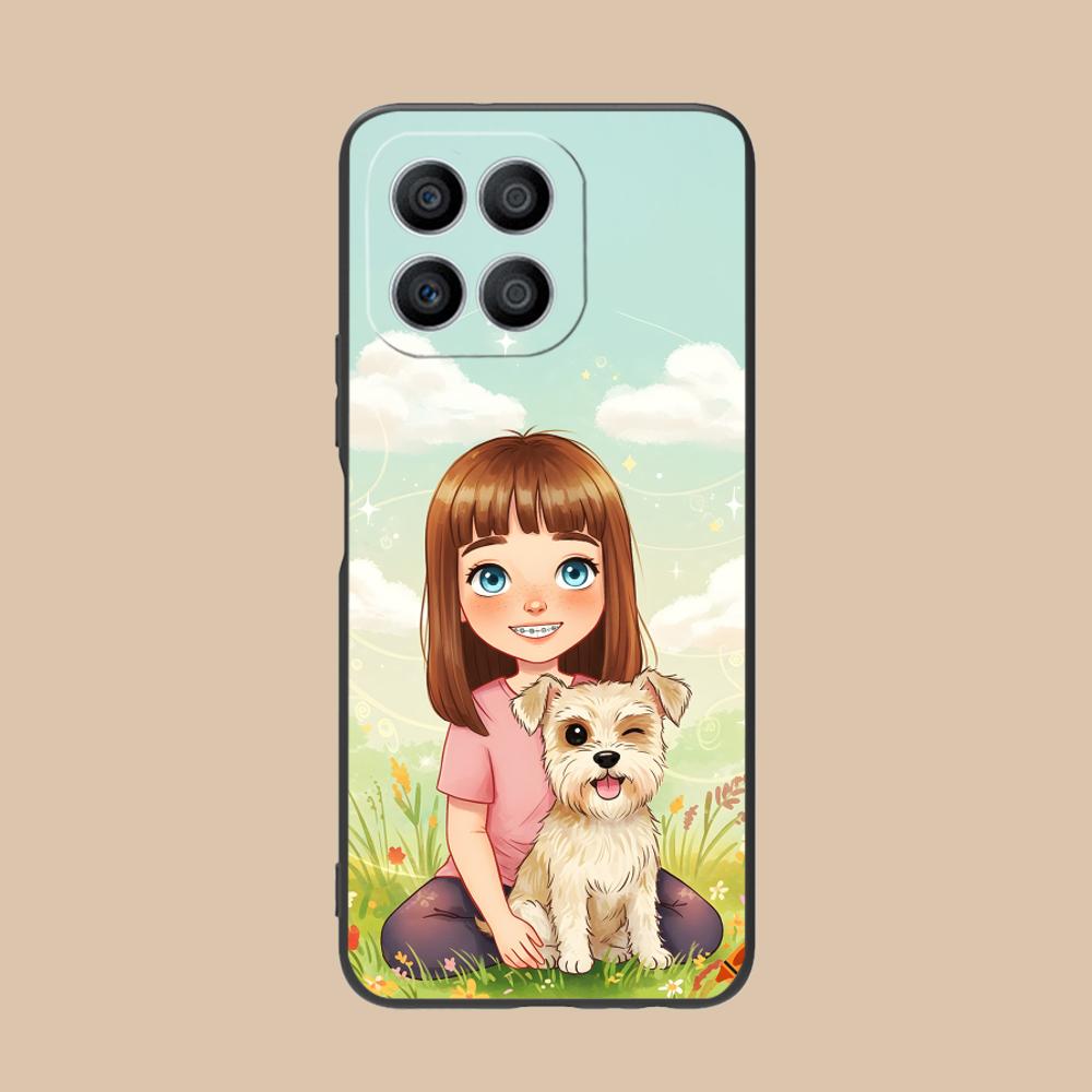 Girl Dog Puppy Matte TPU Mobile Phone Case for Honor 90 80 70 60 50 30 20 10 9 8 7 Pro S SE Lite 5G Colorful Printing Cover