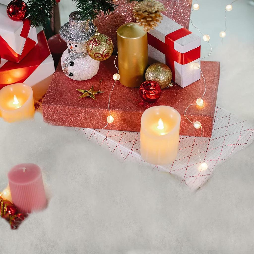 Snow Blankets for Christmas Village, Set of 2 Rolls of 3 Foot X 8 Foot Fake Snow Blanket Roll for Xmas Tree Holiday Winter Decoration