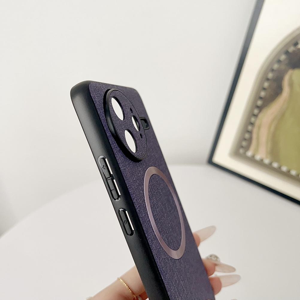 Magsafe Magnetic Plain Leather Case For Poco F7 Ultra POCO F7 X7 Pro F6 Pro X6 Pro M6 Pro Poco C75 Cloth Wireless Charging Cover