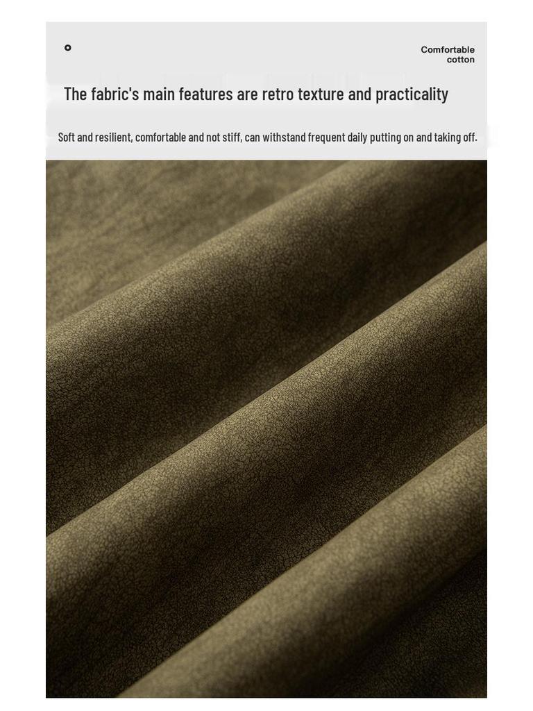 Di Yu Shen Long Men's Trendy Winter Loose Color Block Fleece-Lined Leather Jacket