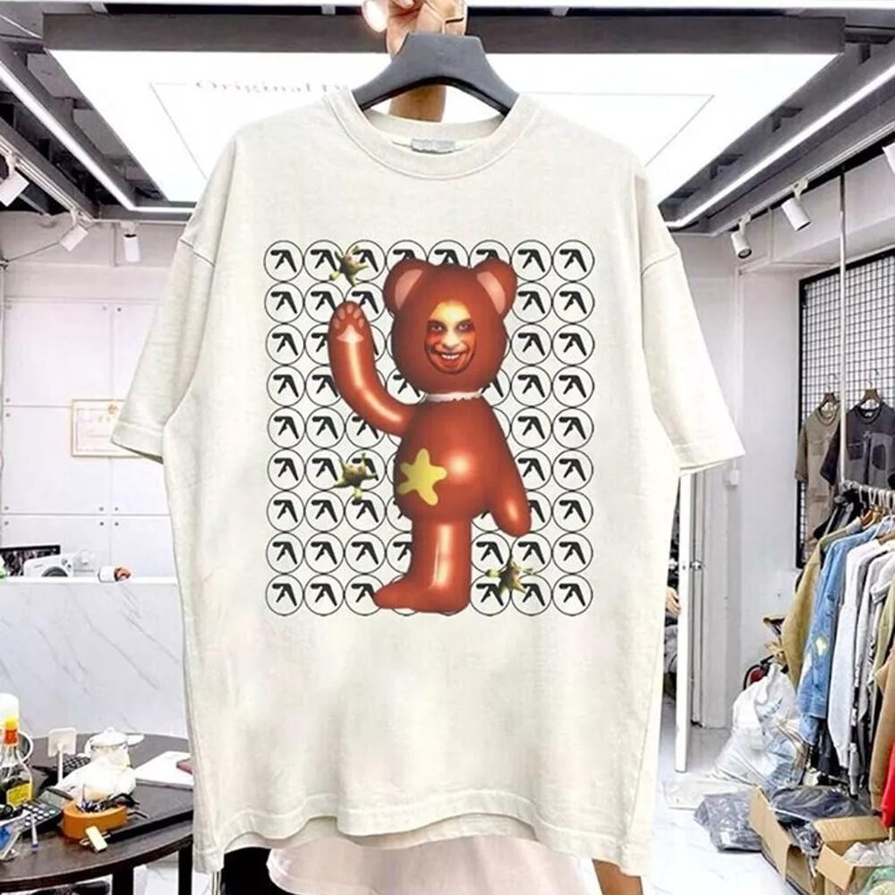 Aphex Twin Медведь Белая Футболка Ретро Стиль Мужская Женская Унисекс S-5XL Унисекс Футболка XXXXL