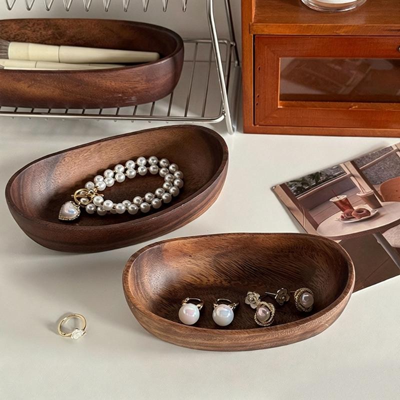Natural Wooden Valet Dish Handmade Home Accessory Key Jewelry Organizers Perfect For Nightstand Or Dresser Top