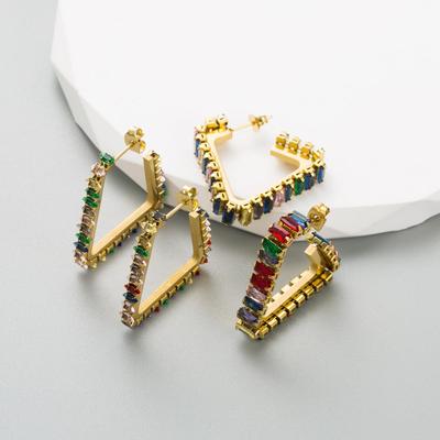 Damskie kreatywne geometryczne kolczyki ze stali tytanowej nie blakną Wysokiej jakości kryształowe kolczyki koła