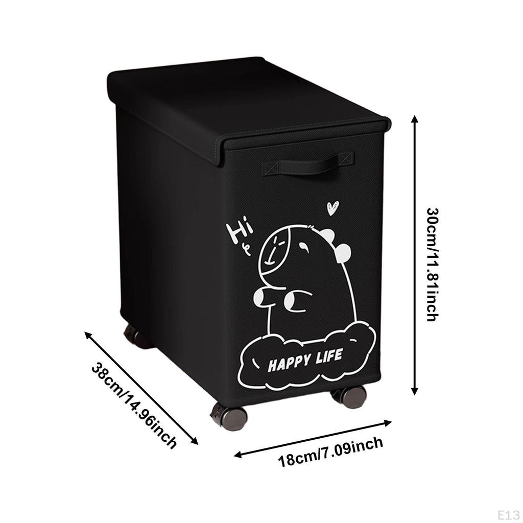 Laundry Basket with Wheels And Lid for Under The Desk, Storage Cafe,