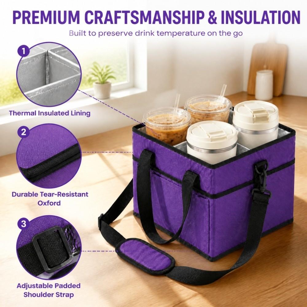 Oxford Cloth Insulated Water Bottle Holder Convenient Foldable Beverage Organizer  Hiking