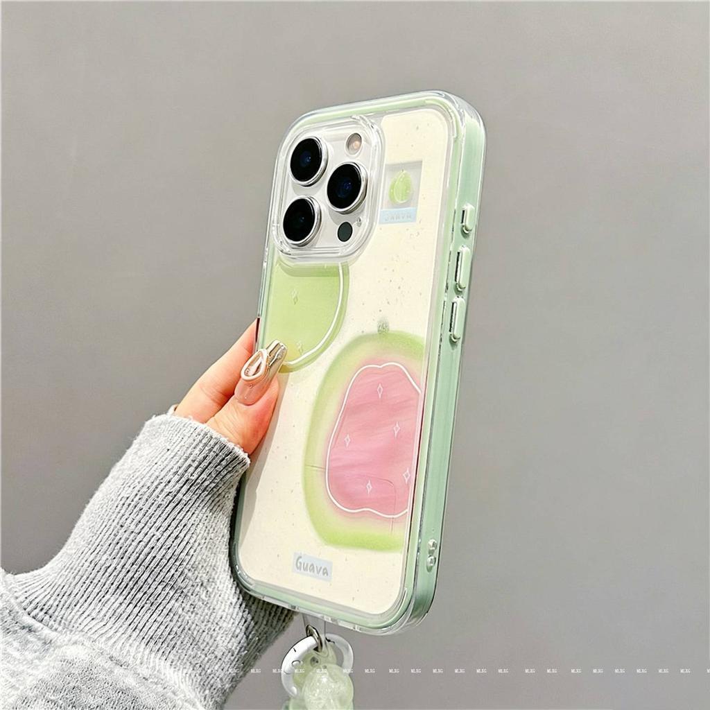 Summer fruit guava apple 17promax mobile phone case with lanyard iPhone16Pro new 15plus high
