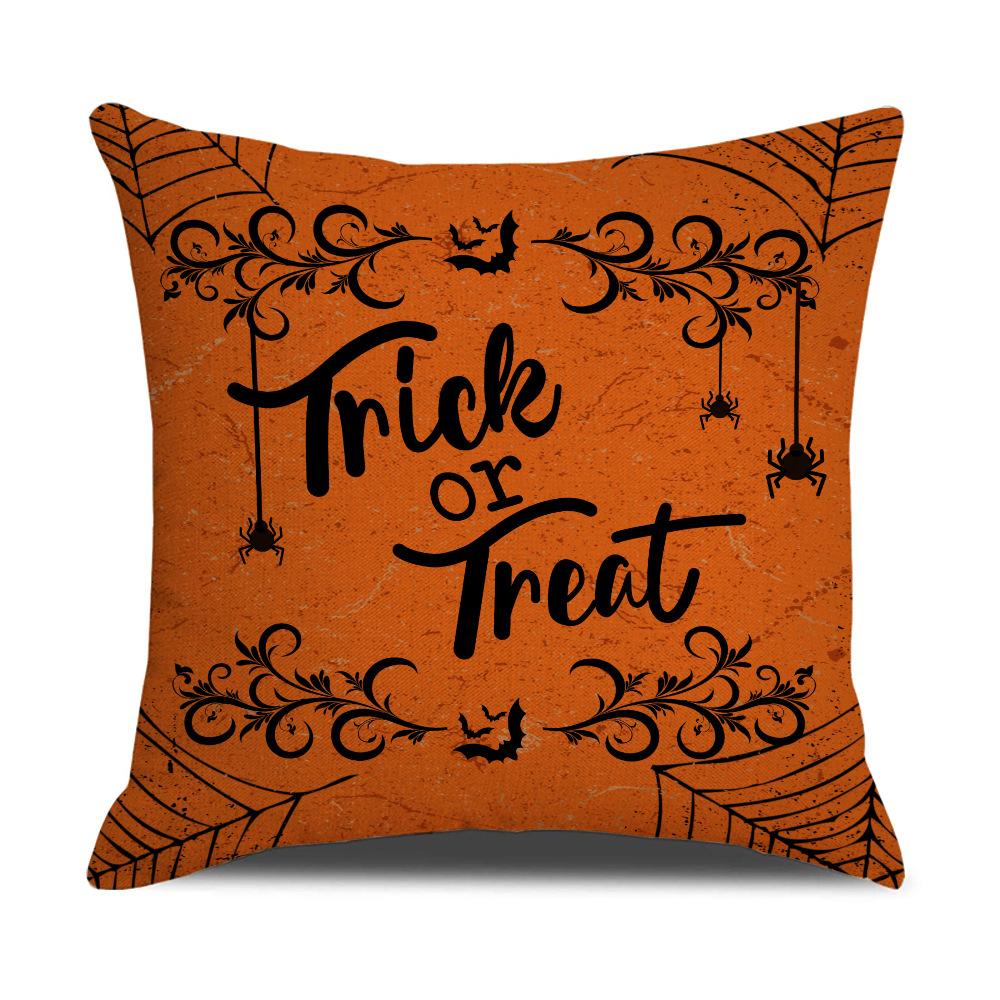 Linen Black Halloween Pillowcase Funny Skeleton Ghost Festival Party Cushion Sofa Pillow