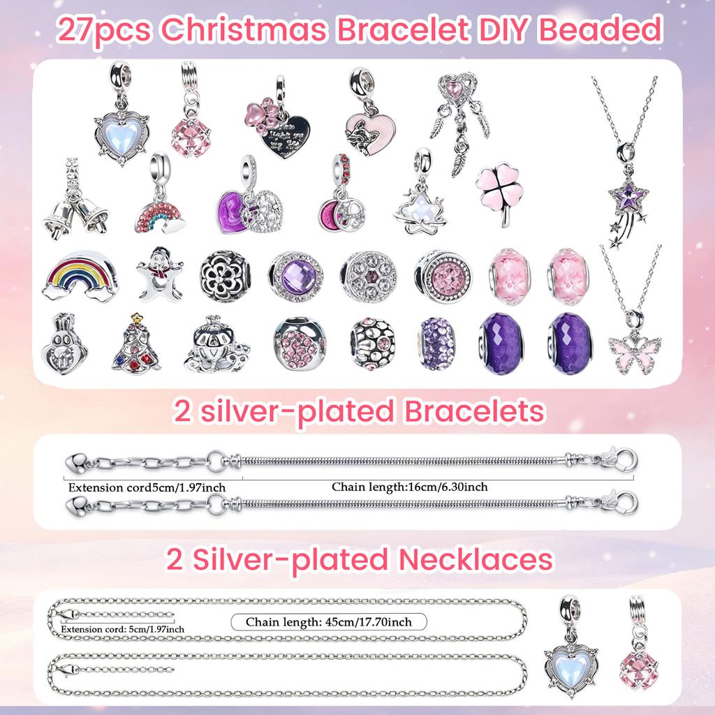 Christmas Advent Calendar DIY Alloy Bracelet Jewelry Set