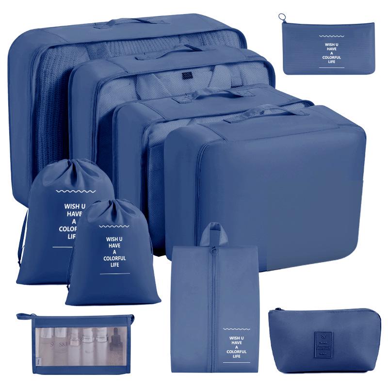Eight-Piece Waterproof Travel Storage Bag Set for Business Trips - Large Capacity