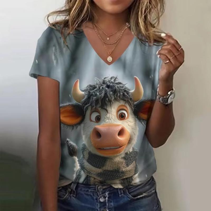 

Милая девушка 3D принт женские футболки топ повседневный короткий пуловер рукава V-образный вырез плюс размер футболка женская повседневная одежда 5XL