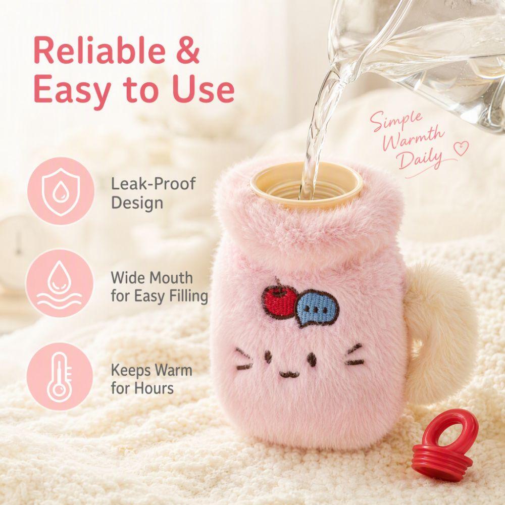 Cute Plush Plush Hot Water Bottle Cartoon Water Filling Hand Warmer Small Portable Water-filling Bottle Winter