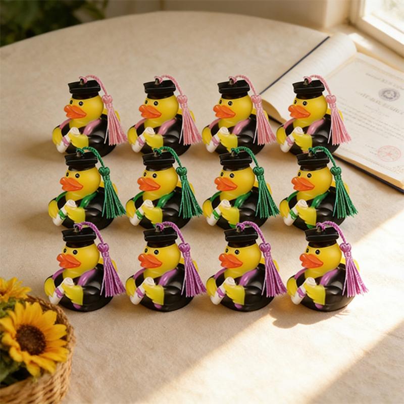 2Pcs Doctor Duck with Top Hat Graduation Party Decorations Cute Gifts Creative Car Ornaments Squeaky Bath Toy