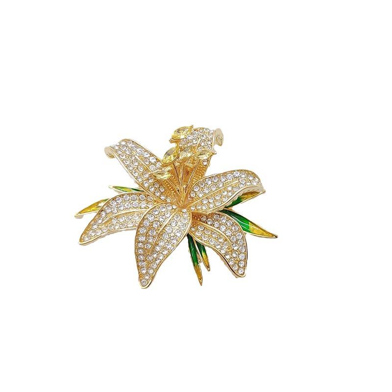 Broche florale de luxe haut de gamme pour femmes - Accessoire élégant pour vêtements