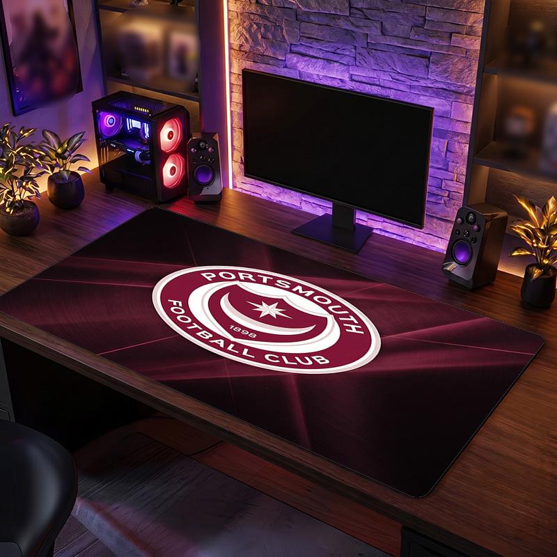 Portsmouth FC Theme Pattern Mouse Pad, Soccer Logo Design XXL Gaming Desk Mat Non-Slip Computer Mouse Pad