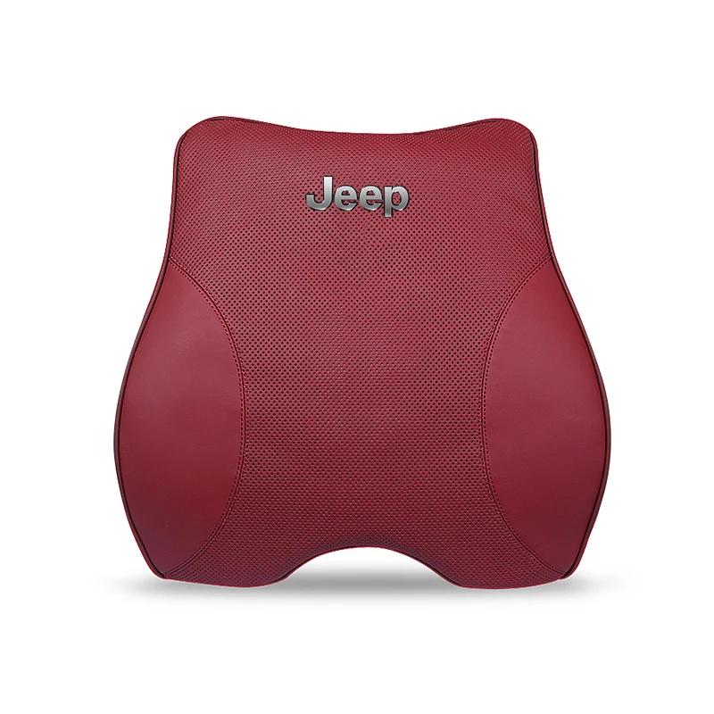 Für Jeep Auto Nackenkissen Schutz Lendenwirbelstütze Leder Kopfstütze Für Jeep Grand Cherokee Wrangler Gladiator Compass Renega