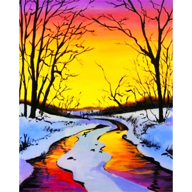 NAIMOER Pintura Por Números Con Marco Y Soporte – Atardecer De 30x40cm, Perfecto Para Decorar Y Regalar