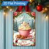 D FLAT pc Metal Sign Christmas Santa Sleigh Reindeer Snowy Night D Metal Art