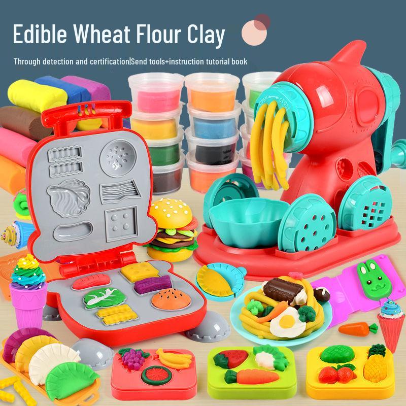 Wheat Clay Burger & Ice Cream Maker DIY Play-Doh Toy Set for Kids Ages 6+