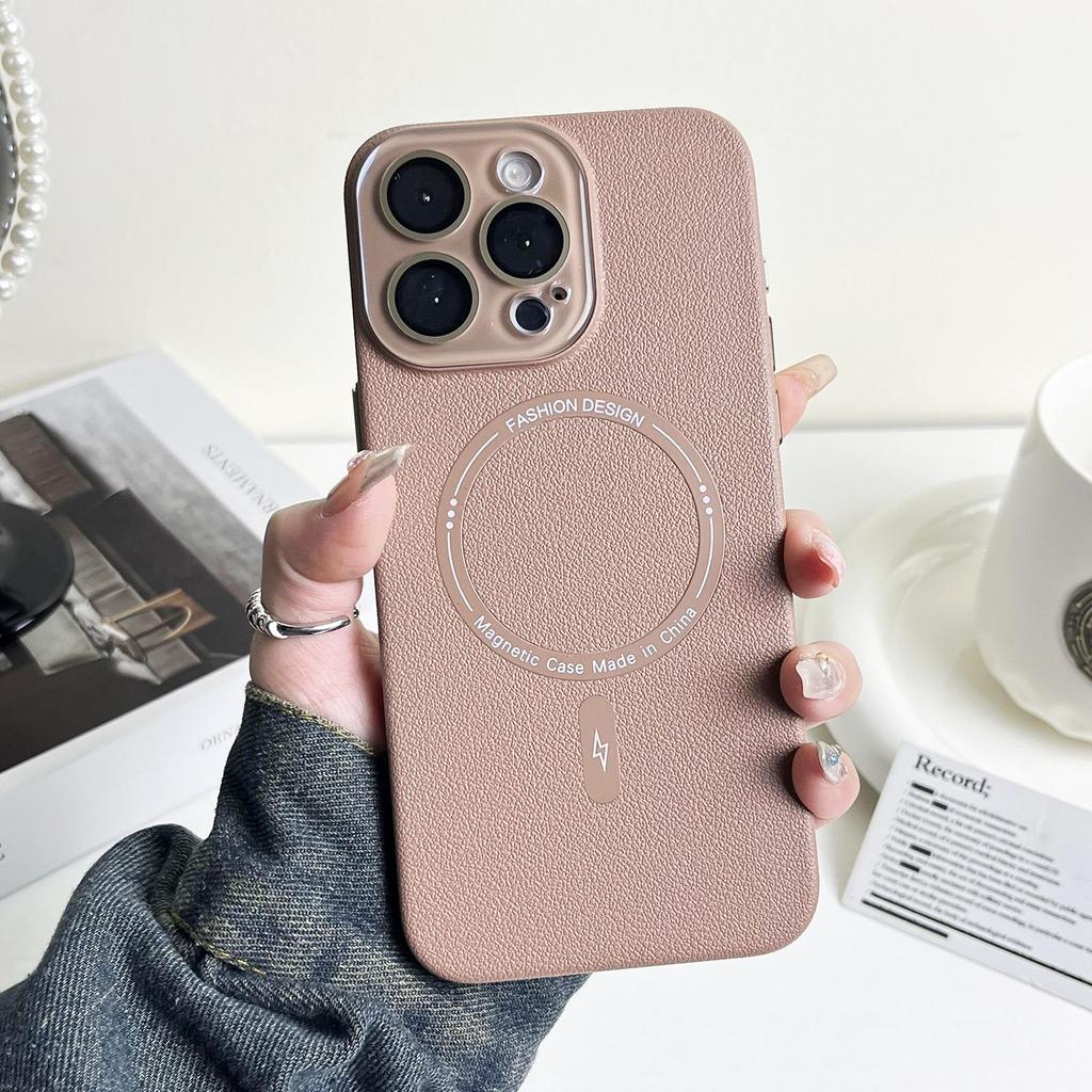 Plain Leather Phone Case for Apple iPhone 15 Promax- Soft Silicone Crystal Frame Lens Phone Cover for Apple iPhone 15/14/13/12/11/Plus/Pro/Promax