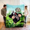 Cute Little Mole Print Cartoon Blanket Warm Soft and Comfortable Home Travel Sofa Bedding Camping Cars Cover Blanket for Gifts