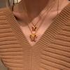 Court Style Diamond-set Zircon Retro Epoxy Silk Butterfly Pendant Diamond Necklace Temperament New Chinese Gold 2026