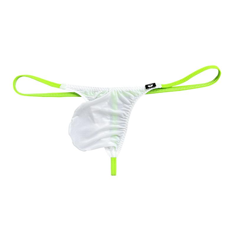 Big Penis Pouch Thongs Men Sexy Underwear Ice Silk G-String Low Rise Underpants Gay Man Erotic Panties Bulge Pouch Bikini Trunk