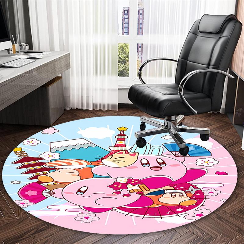 1pc Kirby2 Print Round Carpet Chair Round Carpet Suitable for Bedroom Living Room Home Decorative Carpet