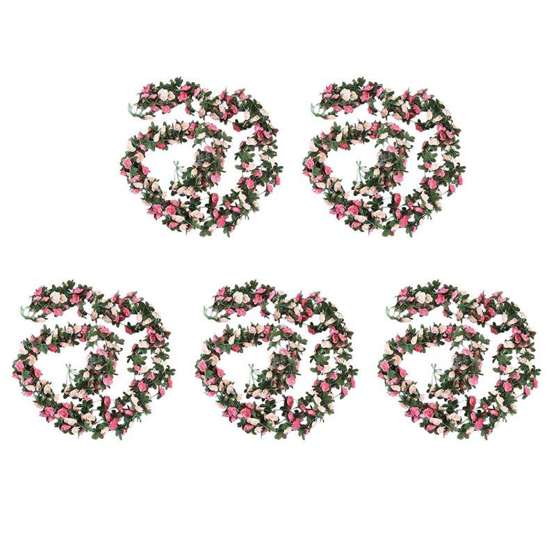 CYCLI-10Pcs Artificial Rose Flower Floral Fake Vine Hanging Garland Party Wedding Decor