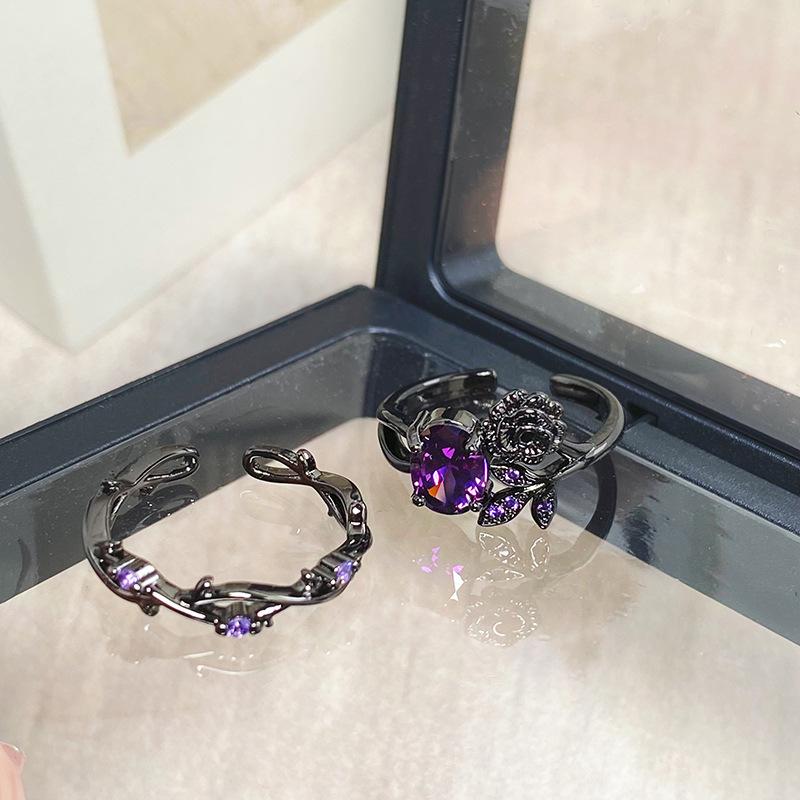 Dunkle Dornrose Lila Diamant Zir*****Stiftring Gestapelt mit Nischendesign Personalisierter High-End-Ring