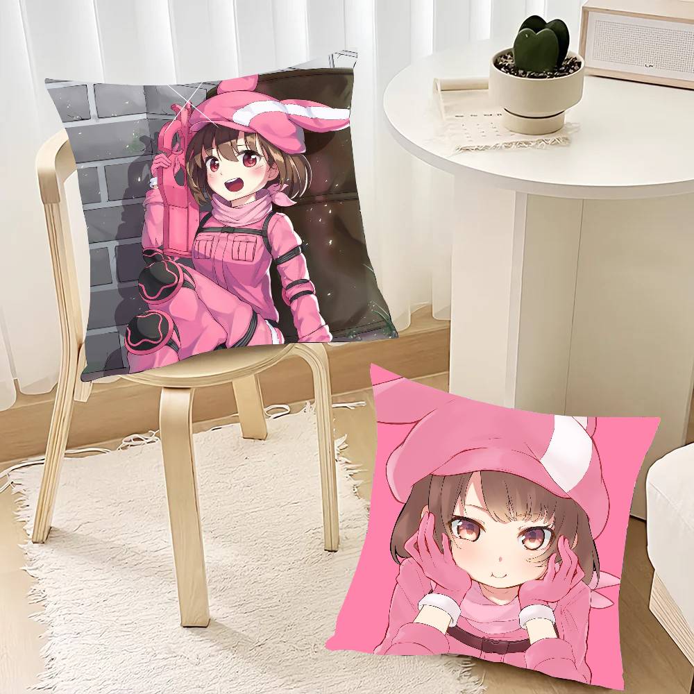 Gun G-Gale Online Anime Kuddfodral Heminredning Pläd för Soffa Säng Bil Rumsdekor Presentidé