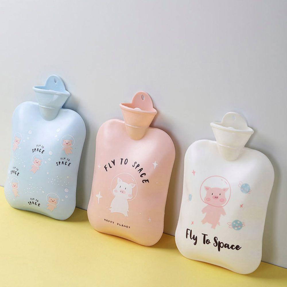 PVC Cartoon Pig Hot Water Bag with Plush Cover Hand Warmer Portable Hot Water Bottles  Foot