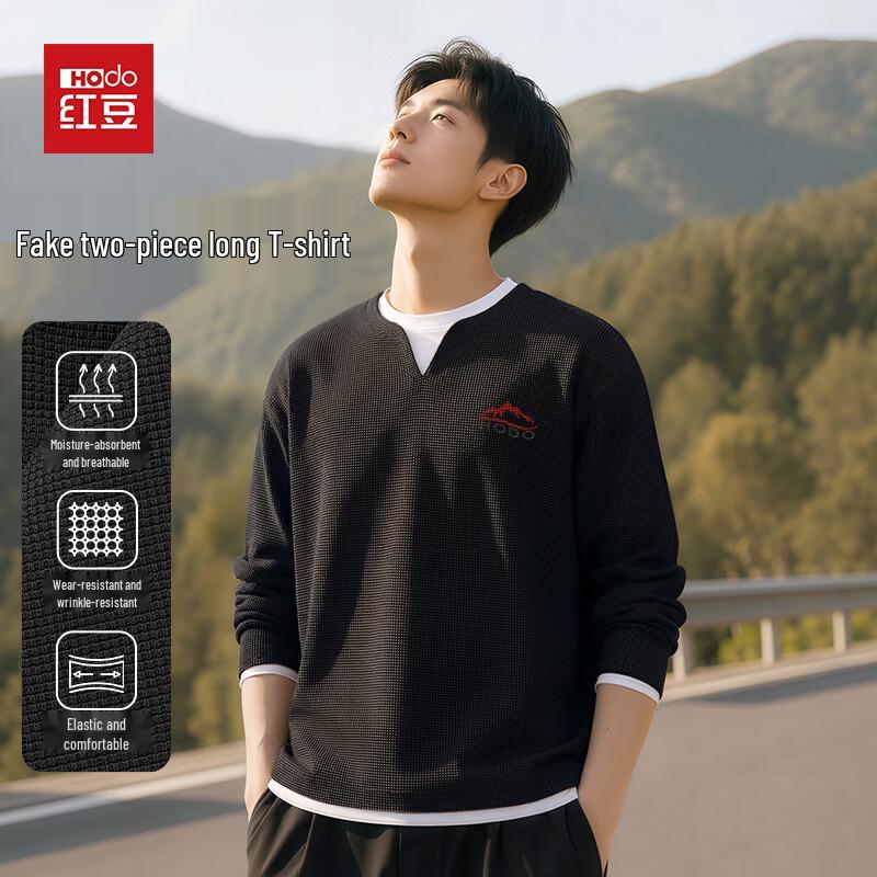 

Hodo Men s Wrinkle-Resistant Faux Two-Piece Long Sleeve T-Shirt M