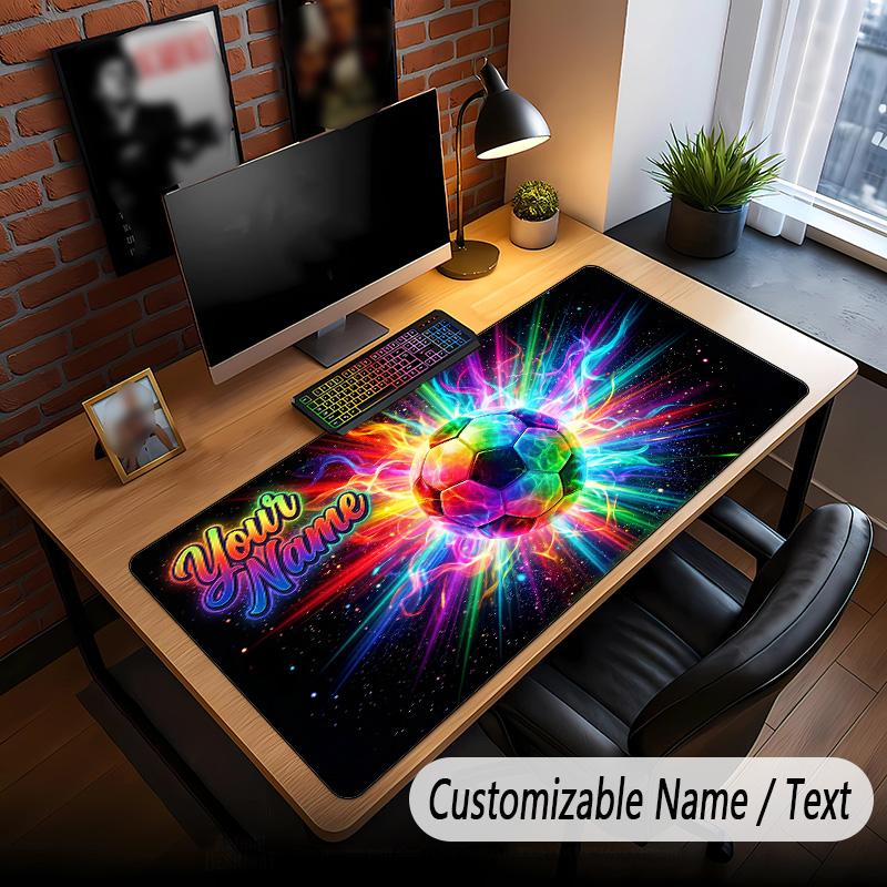 Soccer Theme Custom Mouse Pad Personalized With Name Text Customized Desk Mat For Office Home Decor