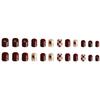 Secret Lives Glossy Reusable Artifical Fake False Press On Nails for Women Red Color with Check Design Long Lasting 24 PCS Set with Kit