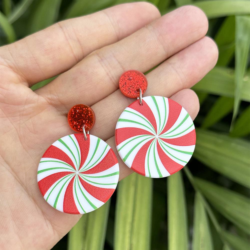 Colorful Lollipop Resin Earrings - Festive Christmas Candy Style for Women