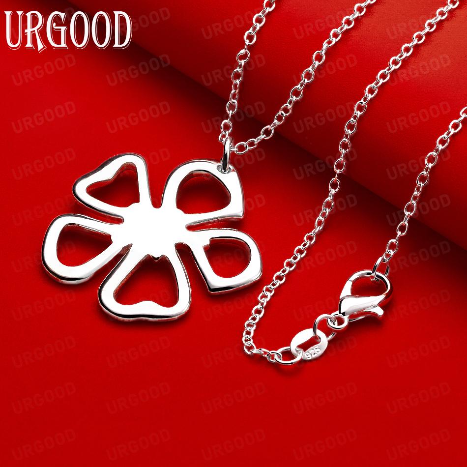 925 Sterling Silver Simple And Exquisite Hollow Flower Pendant Necklace - Fashion Wedding Jewelry