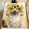 Sonnenblumen Katze Hund Tukan Pferd Druck Flanelldecke, Hohe Qualität Bequem für Alle Jahreszeiten, Heimdekoration, Wärme und Komfort, Perfekt für Weihnachtsgeschenke