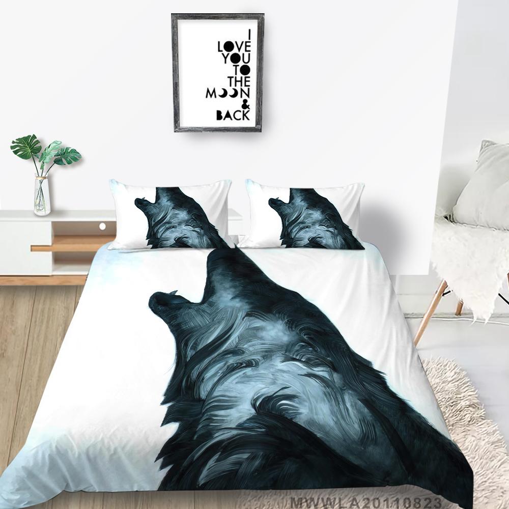

Комплект пододеяльников, винтажные пододеяльники, комплект постельного белья из полиэстера с 3D принтом волка, модное постельное белье Single 135x200cm