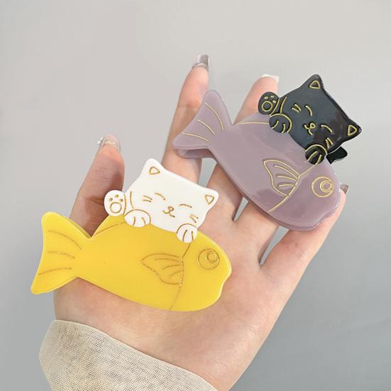 Girl Hair Clip Cartoon Cat Fish Shape Hair Claw Anti-slip Teeth Back Head Shower Hair Clip Hair Accessories
