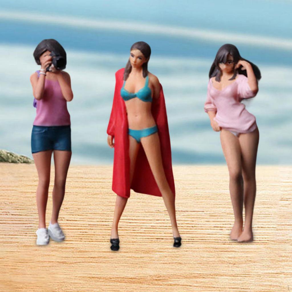 Miniature Figure Set, Architectural Figures, Tiny, HandPainted Resin Lifelike Girl Figure,